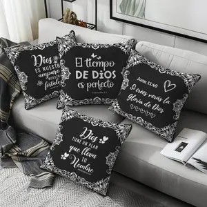 Set of 4, Single-Sided Printed Pillow Covers Featuring Inspirational Bible Quotes in Spanish, Measuring 17.7*17.7 Inches, Suitable for Home Decor in Living Rooms And Bedrooms, Pillow Inserts Not Included
