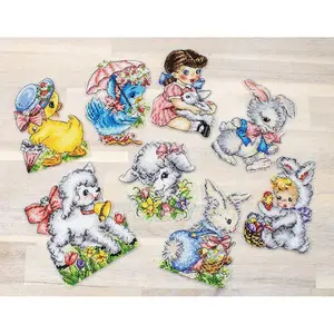 Wizardi Counted Cross Stitch Kit on Plastic Canvas with Easter Ornaments L8032 Letistitch
