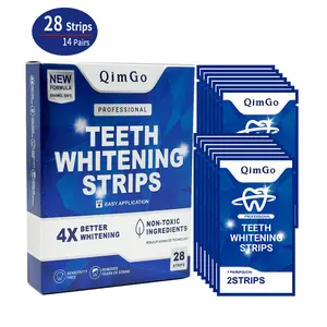 QimGo Teeth Whitening Strips 28 Strips 14 Pairs Removes Yellow Stain Gentle Safe Advanced Micro-Grip Technology Enamel Safe Oral Care