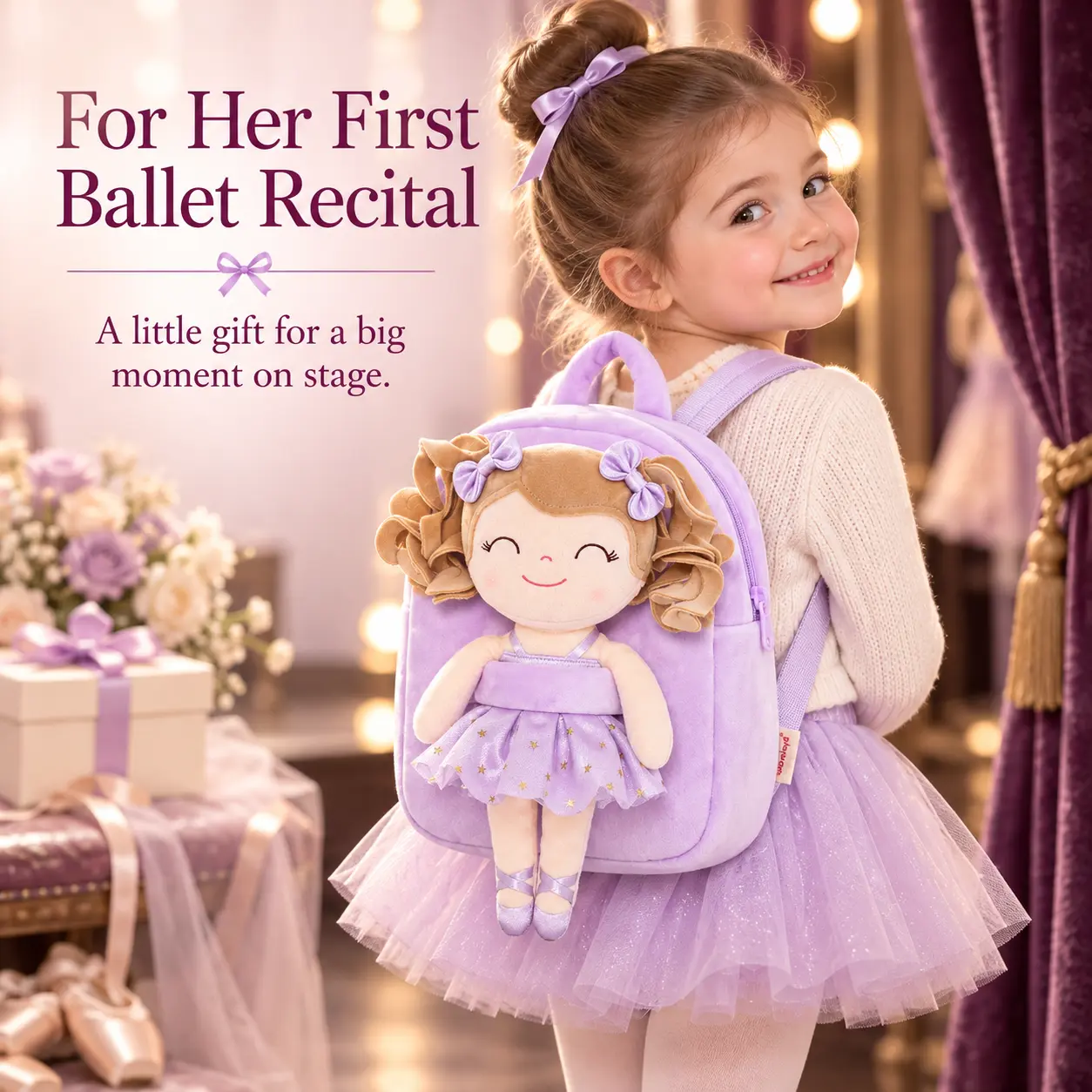 Gloveleya Toddler Backpack for Girls Ages 1–4, Pink Ballerina Doll Plush Preschool Bag for Back to School and Daycare familyfun