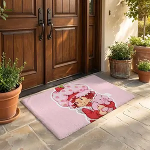 Anime S-strawberry S-shortcake Floor Mat Flannel Rug Ultra Soft, High Water Absorbent & Hypoallergenic, Machine Washable HD Custom Printed Non-Slip Floor Mat for Bathroom, Kitchen Bedroom, Home Decor Rug