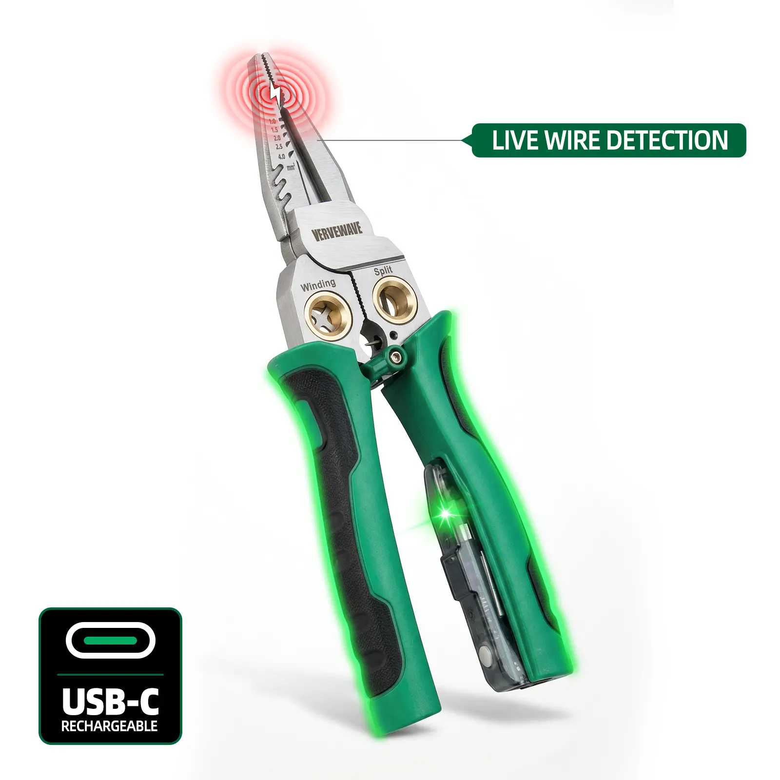 【DealsForYouDays】VERVEWAVE USB-C Rechargeable 8-in-1 Smart Wire Stripper Crimper Tool Kit Set, Professional Wire Twister with 12-250V AC/DC NCV Voltage Tester, Heavy Duty Electrician Multitool Pliers, Wirecutters, Precision Stripping & Cutting