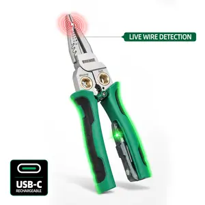 VERVEWAVE 8-in-1 Smart Wire Stripper & Crimper, Professional Wire Twister with NCV Voltage Tester (12-250V), USB-C Rechargeable Heavy Duty Multitool for Electricians