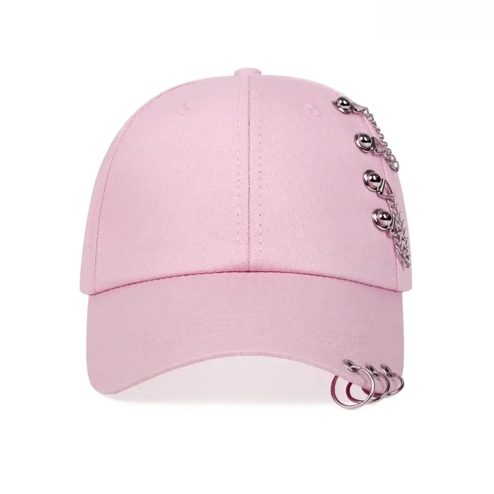 Unisex Rivet Detail Baseball Cap, Solid Color Adjustable All Seasons Hip-Hop Hat with Side Rings, Hats for Women