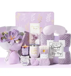 MAYICIVO Birthday Gift & mothersdaygift for Women –  Self Care Package Get Well Soon Gift Baskets, Thinking of You Sympathy Spa Gift Set w/ Crochet Flower Bouquet, Unique Gifts for Women Mom Sister Grandma Friends