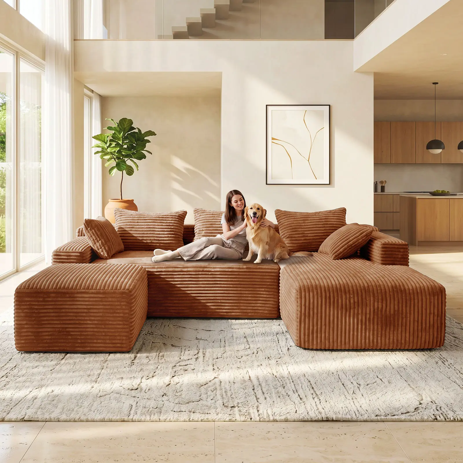 【SohoChic】VNAOE Magic boneless sectional  couch . Cloud  Modular Sectional couch.32D High Density Sponge.Deep Seat sofas living room. boneless couch Memory Foam for Living Room Bedroom Office. couch and co sectional.Modern couches