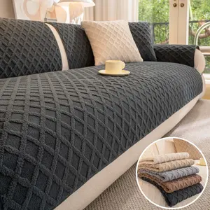 1pc Soft Cotton Velvet couch cover, Pet-Friendly Couch Protector with Non-Slip Backing, Machine Washable Soft Textured Seat Pad, Durable Anti-Scratch Furniture Cover for Sectional, Loveseat & 2/3/4 Seater Sofa.