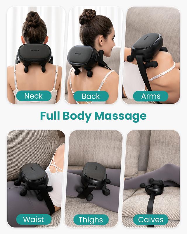 Nekteck Cordless Neck Massager with Heat, Shiatsu Back and Shoulder Massager, Deep Tissue 6D Kneading Massage Pillow for Neck and Back Pain Relief
