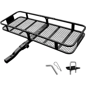 Anti-Abrasion Hitch Cargo Carrier 57"X21"X6",Trailer Rack Mount Steel with High Side Rails for RV's,,SUV,, 2" Receiver 500lb,Black