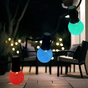 Lite-Netics Magnetic RGB Patio lights, Color Black, 100ft length, Bulbs IINCLUDED (G40-LED), 15in spacing, 2 spare bulbs included, Indoor/Outdoor use