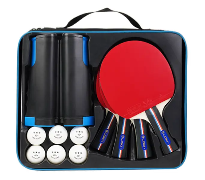Loki Portable Ping Pong Set, Retractable Table Tennis Net Kit with 4 Professional Rackets and 6 Three-Star Balls, Premium Indoor Outdoor Game Set for Home Party