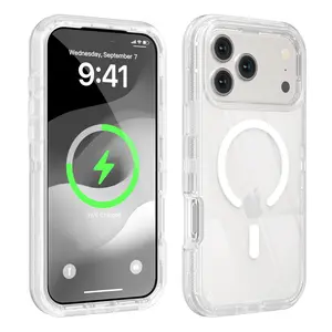 MagSafe 3 in 1 Clear Heavy Duty Drop Protection Full Body Rugged Shockproof Tough Durable Case For iPhone 17 Pro Max 16 15 14 Plus 13 12 Pro