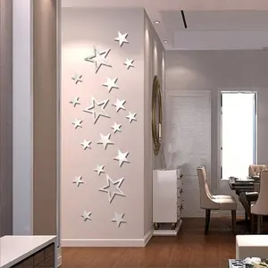Star Shaped Acrylic Mirror Wall Decals, 19pcs/set Self-adhesive Wall Mirror, Wall Decor for Home Bedroom Living Room, Stickers