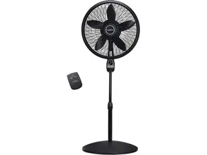 Lasko 18" 3-Speed Oscillating Cyclone Pedestal Fan with Remote and Timer, 1843, Black