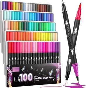 Gifts for Teen Girls, Aesthetic Cute Preppy Stuff School Supplies, Teen Girl Gifts, Art Kits for Girls Ages 6-14, 100 Colors Dual Tip (Brush and Fine Point) Markers Pens for Mothers Day