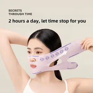 2 Pieces V-Face Lifting Beauty Belt, Breathable Double Chin Reducer, Adjustable Reusable Pink Printed Facial Training Belt for Day-Night Wear, Summer-Ready Skin Care Device
