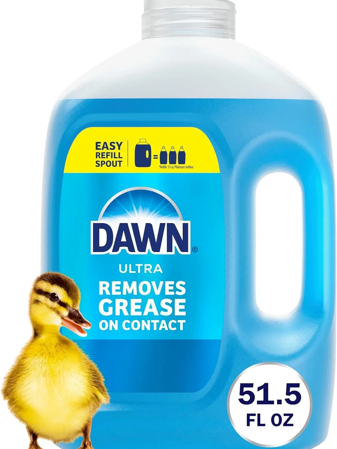 Dawn Ultra Dish Soap Refill Jug, Large Size Original Blue Liquid Dishwashing Detergent, Powerful Dish Soap for Grease, 51.5 oz