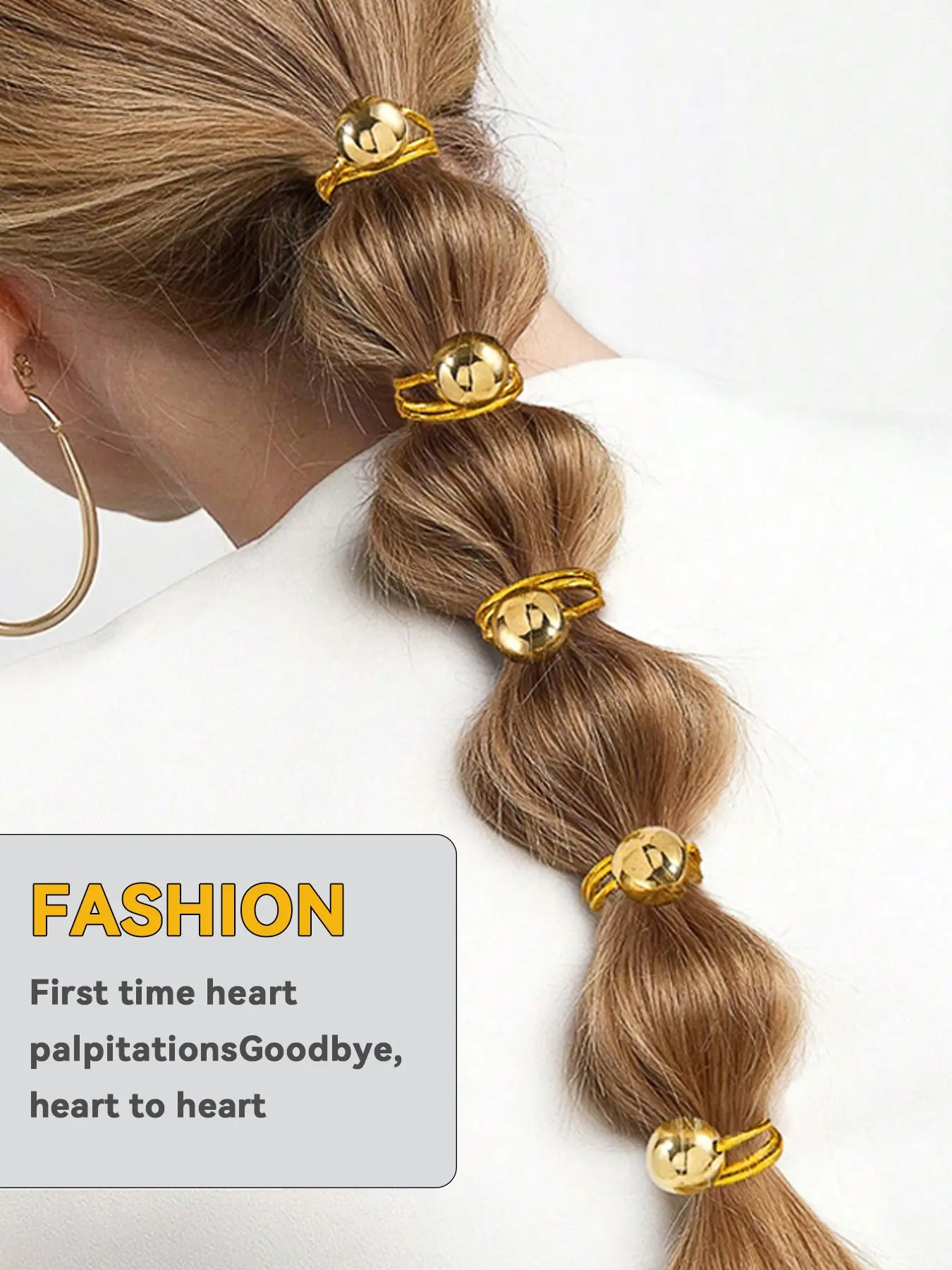 5 Piece Fashion Super Shiny Silver Color Round Beads, High Elasticity and Durability, Tie in Ponytail Hair Band, All Seasons Style, Hair Accessories Set, Ponytail Holders, Elastic Band Scrunchie, Scrunchies, Elastic Hair Bands
