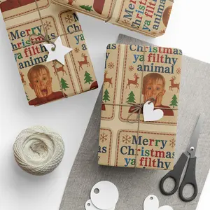 Home Alone Stitch Patch Wrapping Paper, Christmas Wrapping Paper for Holidays, Kevin Gift Wrap for Xmas, Holiday Movie Gift Wrap