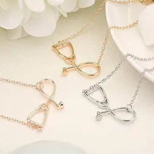 New AliExpress Nurse's Day Creative Love Stethoscope Necklace Doctor Jewelry Direct Supply
