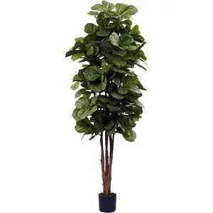 Nearly Natural 6ft. Fiddle Leaf Fig Artificial Trees, 72 in, Green Decor Decorative