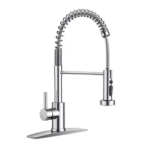 FORIOUS Kitchen Faucet with Pull Down Sprayer SUS 304 Stainless Steel Chrome 3 Modes High Pressure 360° Rotated Single Handle Lead-Free Durable Design
