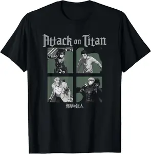 Attack on Titan Season 4 Character Portrait Squares Anime T-Shirt Graphic Casual Top Short