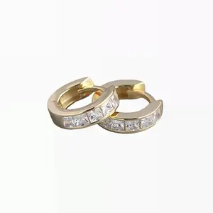 925 Sterling Silver Artificial Moissanite  Decor Hoop Earrings, Fashionable Earrings for Women & Men, Trendy All-match & Exquisite Jewelry for Birthday Gift