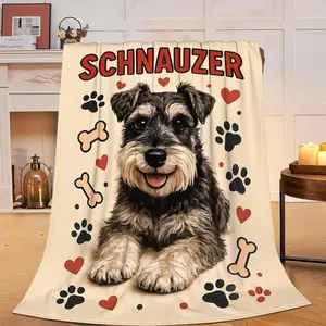 Schnauzer Blanket Super Soft Warm Fluffy Flannel Dog Animal Throw Blanket Cozy Fuzzy Plush Stuff Bedding Blankets Gifts for Women Kids Boys Girls Adults