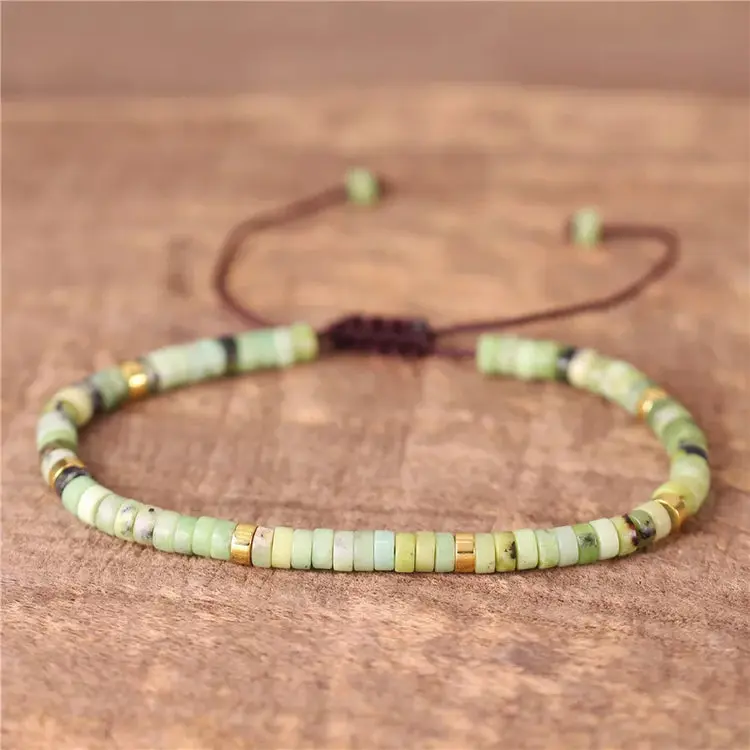 Natural Chrysoprase Stone Dainty Bracelet Green Gemstone Minimalist Bracelet Healing Spiritual Meditation Bracelet Anxiety Stress Relief