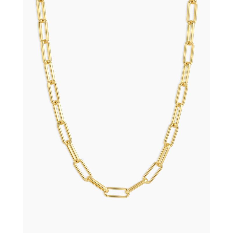 gorjana – Parker Necklace – 18K Gold-Plated Paperclip Chain – Timeless & Customizable Jewelry – Elegant Foundation for Layered Looks