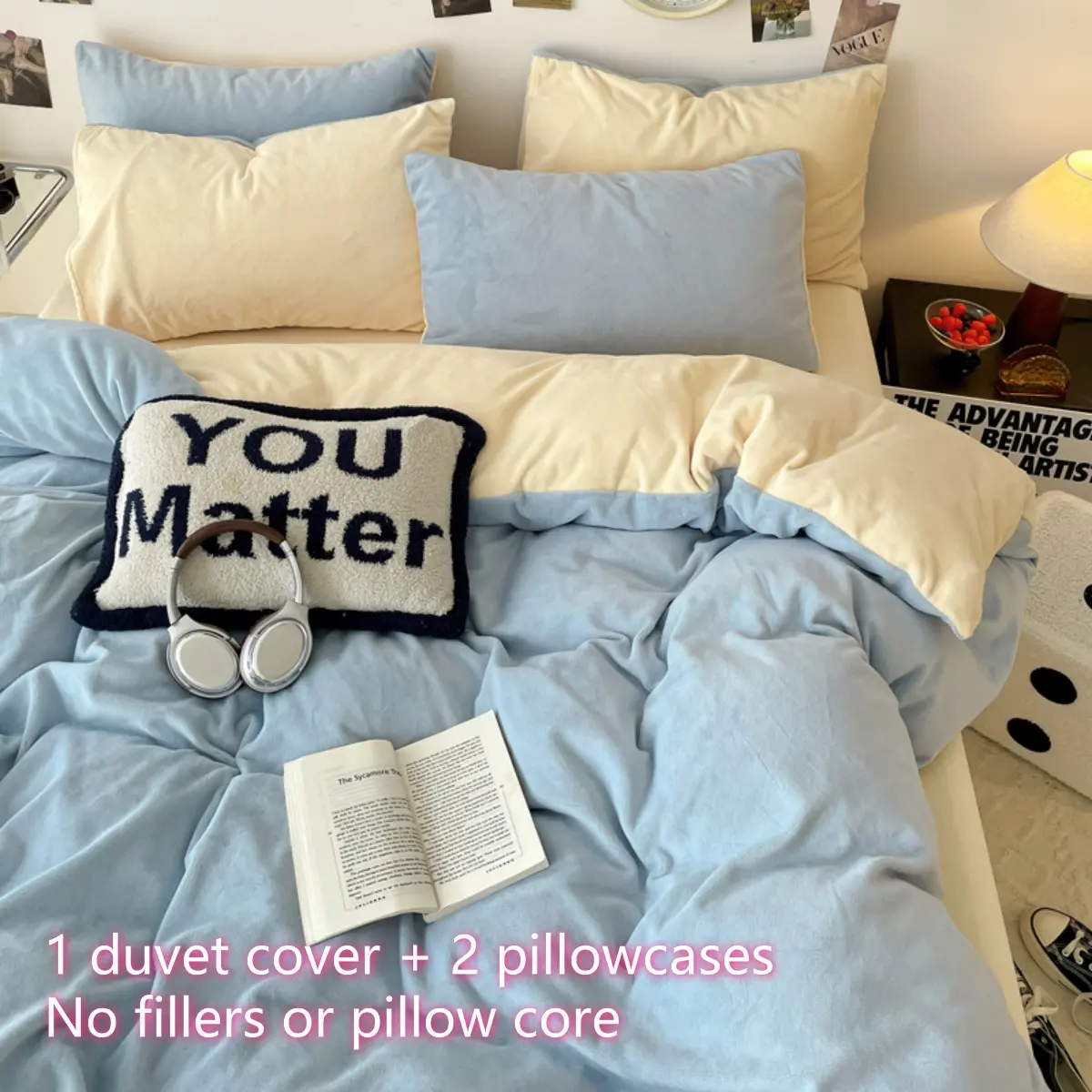 Milk Velvet Duvet Cover Set 3 Pcs, Plush Fluffy Bedding Set Duvet Cover Set,Warm Soft Milk Fleece Duvet Cover Set For Autumn Winter , Ultra-Soft Comfortable Reversible Bedding Set, Perfect Choice for Home Decor.
