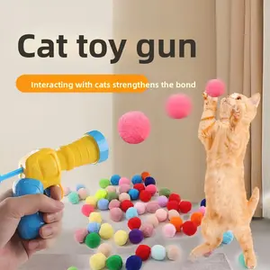 Interactive Cat Toy Plush Ball Launcher Gun Quiet Self-Play Boredom Relief for Indoor Cats with High Bounce Polyester Balls Wand Toy perfect birthday gift toy ball cathunting Retro Cat Toys Pack natural stimulation reducer enrichment dogs plaything
