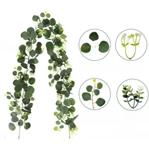 3Pcs Outdoor Extra-Large Artificial Eucalyptus Vine with Eucalyptus Leaves, Faux Garland for Indoor/Outdoor Use, Wedding Theme, Party Decor, Spring Outdoor Garden Decoration. Suitable for Christmas, Valentine's Day, Wedding Season, Easter, Mother's