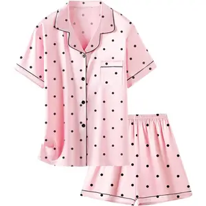 Girls & Womens Satin Pajamas Set, Silk Button-Down Sleepwear 2 Piece Nightwear, 3 Years - Women XXL