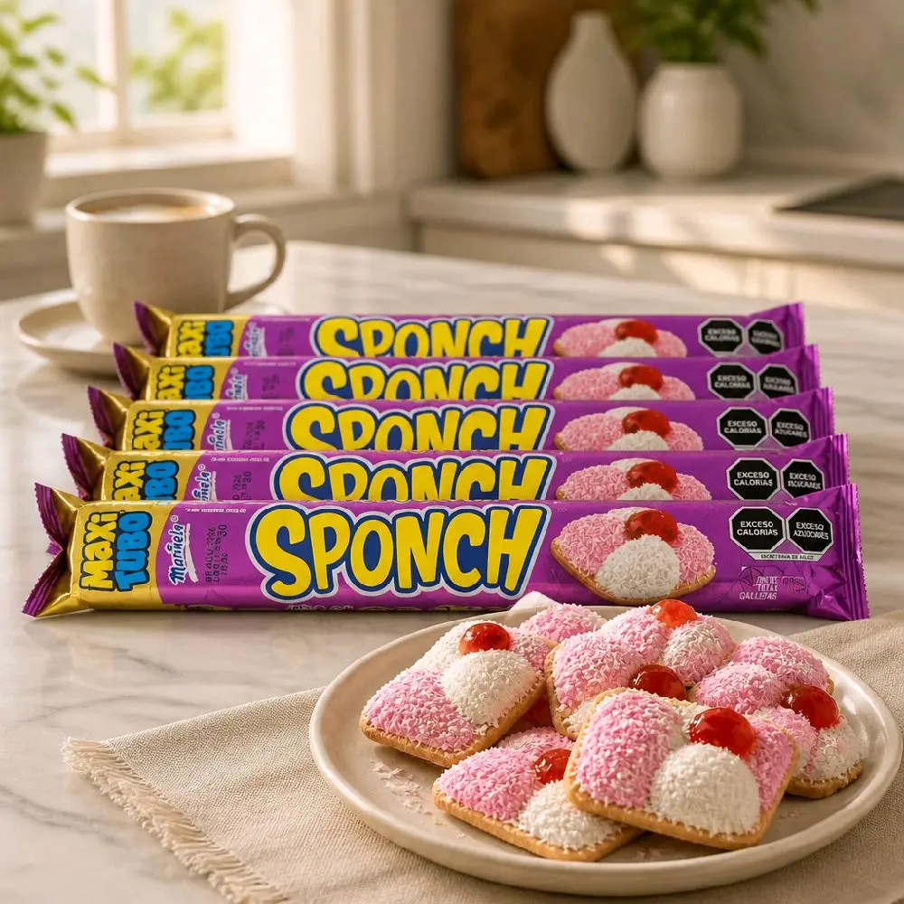 5 Maxi-Tube Packs of Sponch Cookies (180 g each).