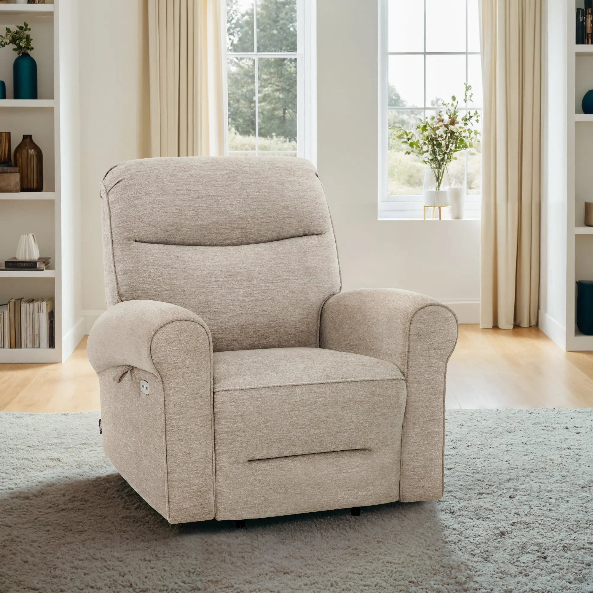 MCombo Adjustable Sleeper Power Lift Recliner Chair for Elderly - Dual Motor, Massage, Heat Functions, Durable Fabric Model 7666, Full Recline, 2 USB A/C Ports, 4" Extended Footrest, Adjustable Sleeper Chair, Ergonomic