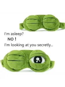 3D Sad Frog Eye Mask for Sleep, Soft Comfortable Travel Blindfold, Unisex Adult Kids Light Blocking Eyepatch Portable Design