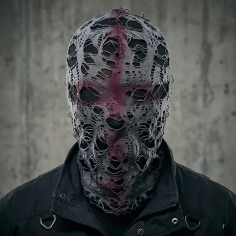 Distressed Balaclava Ski Mask with Cross Print, Y2K Streetwear Shiesty Mask, Knitted Full Face Cover for Men & Women, Full Face Coverage, Unisex Fit, Balaclava Masks