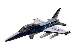 TAI TUNG 7.5 Inches FLY TIGER 4th GEN Jet Fighter U.S. Air Force Die Cast Metal & Plastic Model with Openable Canopy Pull Back Action Navy Blue Color