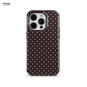 Dark Chocolate Brown Polka Dots Phone Case for iPhone 16e 15 14 13 12 Pro Max, Samsung Galaxy S24 S23, Google Pixel