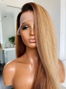 Fashion Natural Ultra-Soft 26 Inch Lace Front Wig, Yaki Straight Hair, Gradual, Daily Use, 180% Density, All Seasons, Lace Frontal Wig