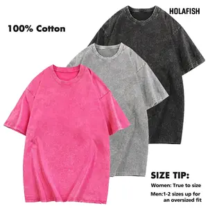 Holafish 3Pcs Unisex Acid Washed Tshirt Men's Cotton T-Shirts Half Short Sleeves Casual Loose Solid Streetwear Tops,Unisex Retro Street T-Shirts,Loose Fit Womenswear