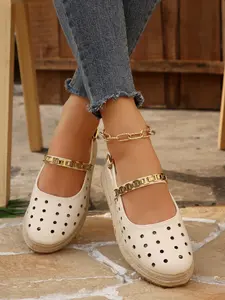 Women's Summer Fashion Wedge Heel Thick Sole Sandals, PU Leather, Rubber Sole, Solid Pattern, Less Than Ankle Height, Bright Sequins