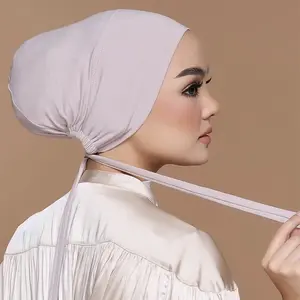 innerlnkd Women's Hijab Caps - Soft and Comfortable Under Scarf Turbans for Islamic Muslim Wear with These Beanie Caps Handmade Hijab Beige