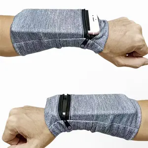 Wrist Wallet Wristband with Zipper, Soft Cotton Sweatband for Men & Women, Lightweight Sweat Absorbent Wrist Pouch for Running, Walking, Basketball, Football, Tennis, Hiking & Workout