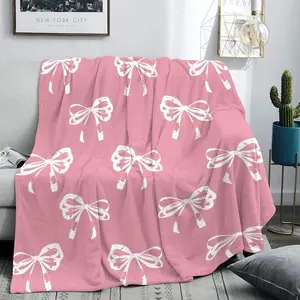 Bow Pattern Blanket, Soft Throw Blanket Soft Funny Throw Blanket Cozy Lightweight Plush Portable Cover Blanket For Sofa,Warm Gift For Birthday,Christmas,Multiple Blankets