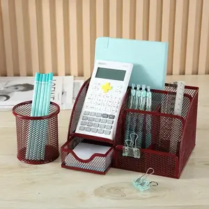 Expandable Mesh Desk Organizer Caddy with Sticky Note Holder, Rustproof & Moisture-Repellent Iron Design, Durable Office Storage Solution