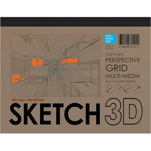 Perspective Grid PAD. Removable Sheet. Premium Paper. Smart-Bind Reinforced Lay Flat Binding. 1 Point. Blue. (8.5" x 11") PAD-2550-TS-H