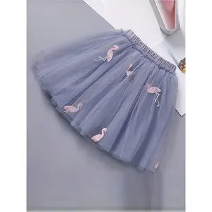 Girls' Tulle Embroidered Short Skirt, Fluffy Princess Dress